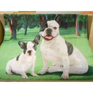 New Soft Cute French Bulldog Fleece Throw Gift Blanket Breed Dog Puppy Sitting